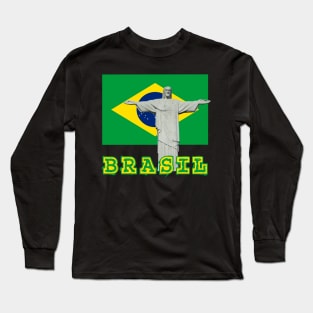 Brazil Brasil Cristo Corcovado Hispanic Spanish Teacher Food Culture Long Sleeve T-Shirt